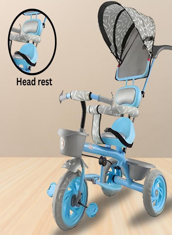 Maanit Kids Tricycle with Canopy, Dual Storage Basket & Parental Handle Control - Toddler Tricycle with Comfort Seat, Ages 1.5-5 Years - Baby Cycle with Easy Steering (Blue) - Image 4